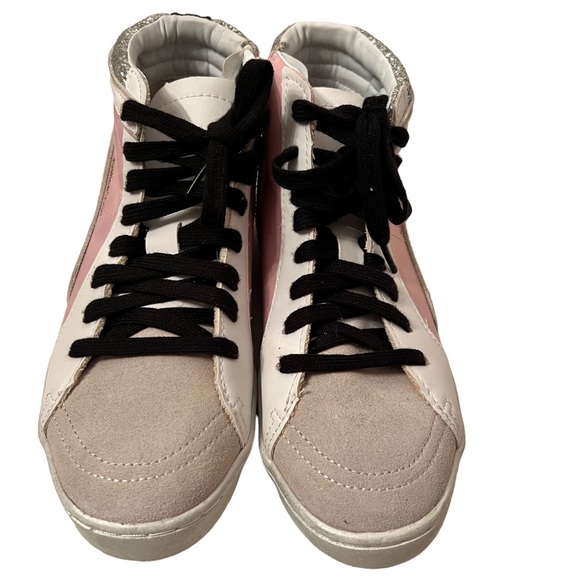 Justice Sport Hi Top Sneakers With Silver Sequins NWT Size 6 - Picture 8 of 10